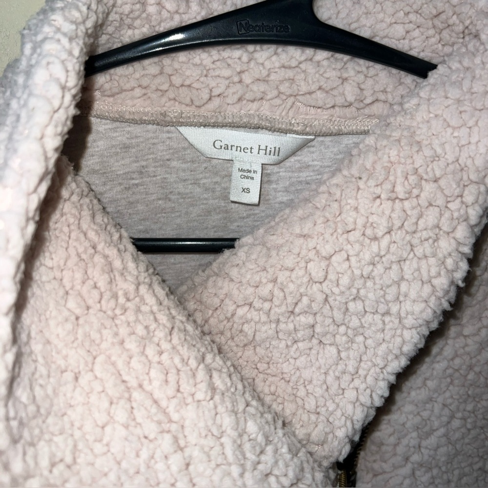 Garnet Hill Recycled Sherpa Sweatshirt Cream XS - Picture 3 of 5
